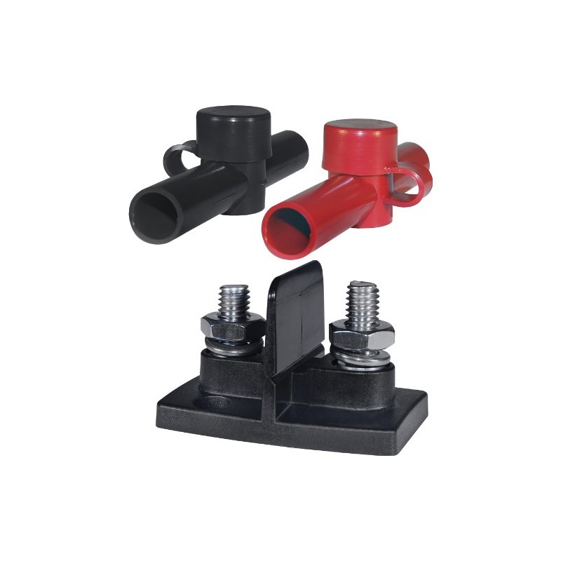 Blue Sea Systems 2018 Dual PowerPost Insulators, silver red