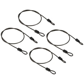 PATIKIL Security Steel Cable 2.5mm x 0.5m/1.64ft Coated Luggage Lock Wire Rope with Double Loop Black 4 Pack