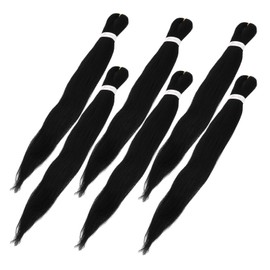 Baluue 26 Pre-stretched Braiding Hair Extensions 6 Pieces Black High-temperature Fiber Braid for Cosplay Events