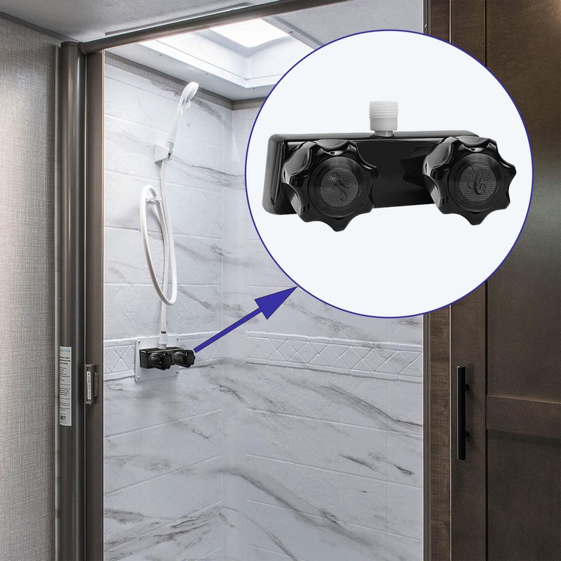 Autokemat 4" RV Shower Valve Diverter Faucet Black