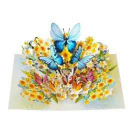 PQ Bees Daffodils with Butterflies Mothers Day Cards, 3D Birthday Cards for Women, 6x8in Pop Up Birthday Card for Mom, Wife, Her, Daughter, Sister, Grandma (Daffodils w Butterflies)