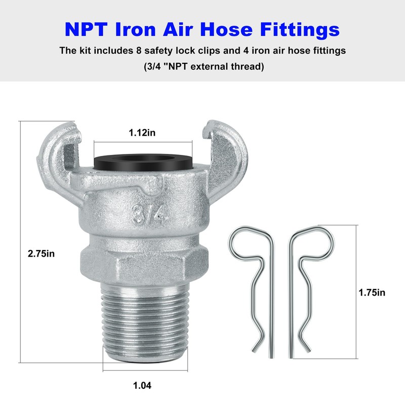 JIOTAR Carbon Steel 3/4" NPT Chicago Fitting - 4 Pack