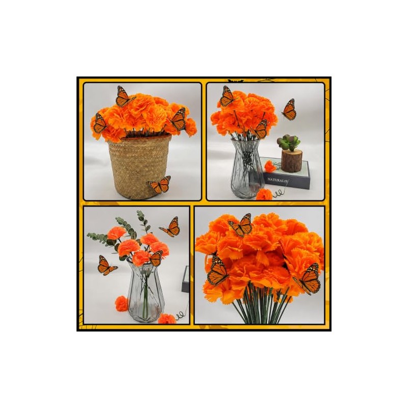 Flores Artificiales de caléndula Colocar,Incluir 50piezas Flores de Cempasuchil Artificiales