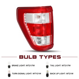 JSBOYAT Halogen Tail Light Assembly Replacement for 2021 to 2024 Ford F150 w/o Blind Spot OE Rear Taillight Brake Tail Lamp (Left Driver Side)