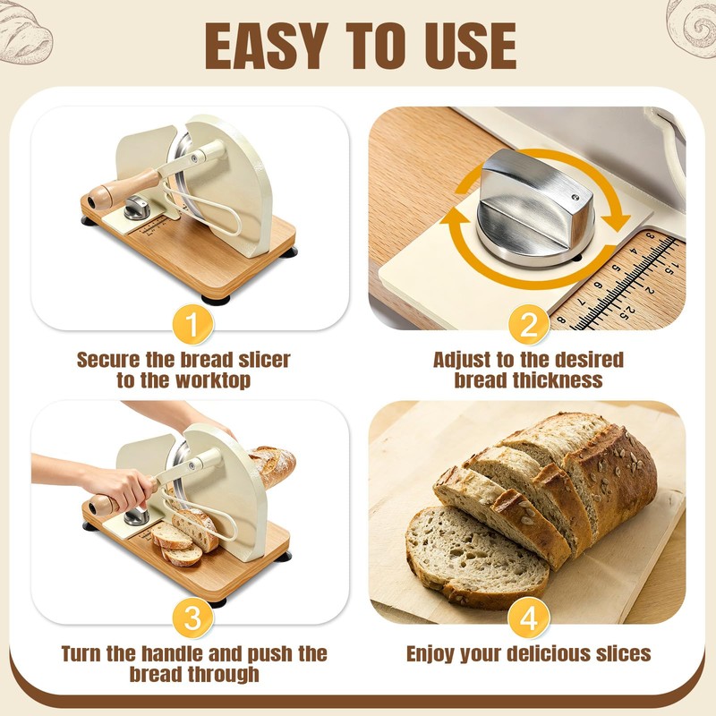 Manual Bread Slicer for Homemade Sourdough Bread, Hand Crank Bread