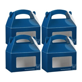 Bio Tek 6 x 3.5 x 3.5 Inch Gable Boxes For Party Favors, 25 Attractive Gift Boxes - Frenchie The Bulldog Design, With Clear PET Window, Blue Paper Barn Boxes, Built-In Handle