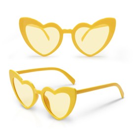 AzureRay Orange Heart Glasses with Orange Lenses Orange Sunglasses for Parties, Aperol Costumes and Accessories, Funny Heart Glasses for Women, Children, Carnival and Fancy Dress, orange