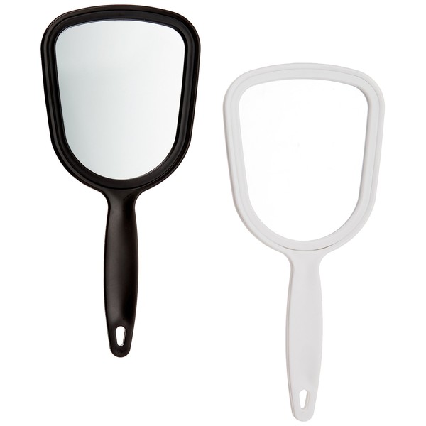 Soft 'N Style Hand Mirror 4-1/2" x 3-3/4" 6 white 6 black (Pack of 12)