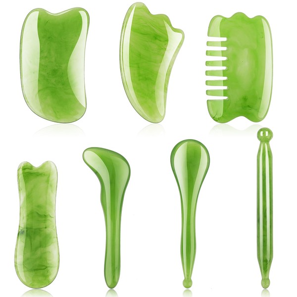 Nogeqi 7 Pcs Gua Sha Facial Tools Set, SPA Scraping