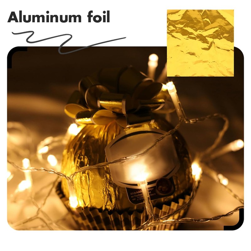 KICHOUSE Homemade Candy Wrappers 200pcs Square Golden Foil Wrappers Personal