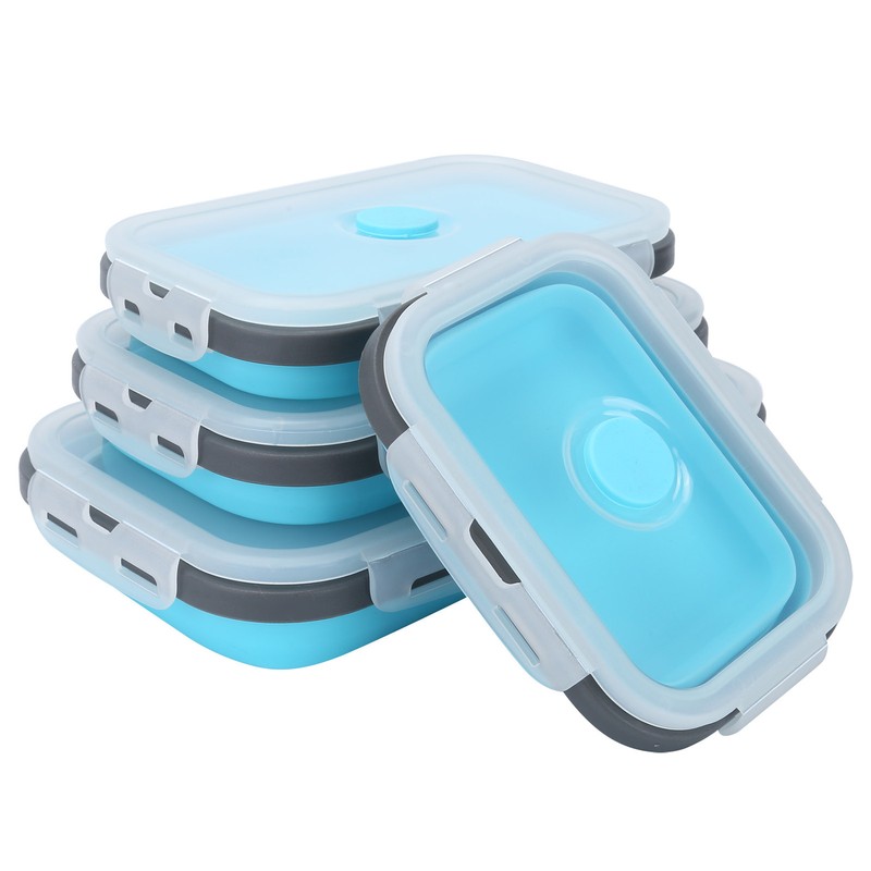 4Pcs/Set Silicone Lunch Box Collapsible Food Storage Container Bento Box
