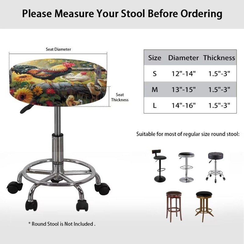 2 Pack Elastic Bar Stool Seat Covers Stool Covers Round