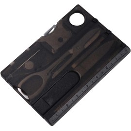 Black 12-in-1 Pocket Multi Tool - Credit Card Size Survival Gear for EDC | Outdoor Compact Multitool Kit with Keychain,Hand Tools and Accessories