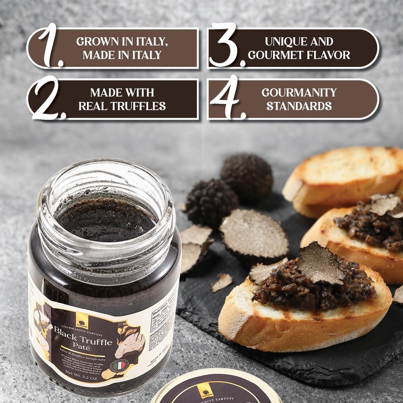 Gourmanity Tartufi Black Truffle Pate, Luxury Italian Truffle Sauce for