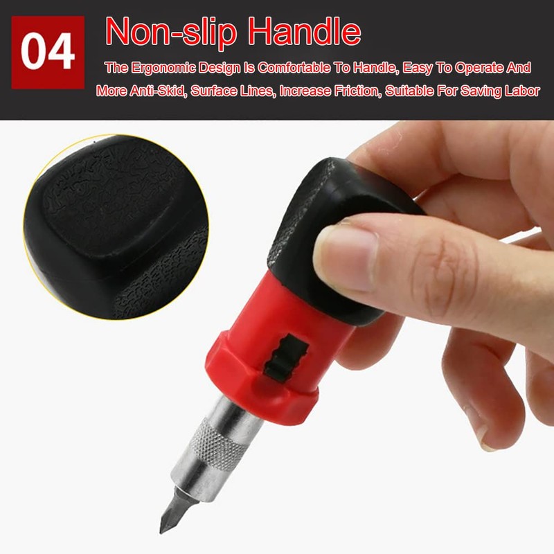 TorSor 2 Pack Stubby Ratcheting Screwdriver Short Mini Ratchet Wrench
