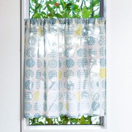 NEXT Cafe Curtain, Nordic Small Flower Etcetra, Approx. Width 39.4 inches (100 cm) x Length 27.6 inches (70 cm), Set of 1, Scandinavian Style, Small Window