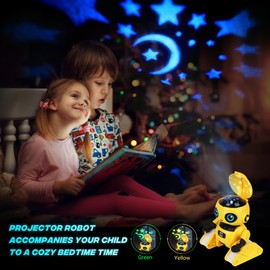 Robot Toys for Boys Girl, Rechargeable Remote Control Robot with Star Projector, Auto-Demonstration, Gesture Sensing, Dance Moves, Music, Kids Toy Robot Gifts for 3,4,5,6 7 8 year old(Yellow)