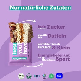 treatfuls dunkle Bio-Erdnuss-Schoko Riegel 20 x 40g | Datteln und Nüsse | bio & vegan | 100% natürliche Zutaten | glutenfrei | laktosefrei | ohne Soja