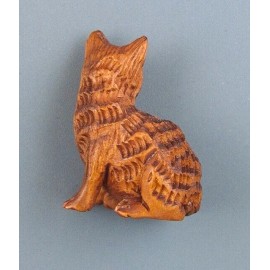 HANDMADE BOXWOOD OJIME BEAD - CAT