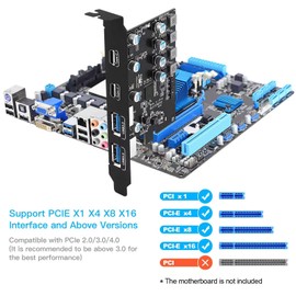 Sinefine 4 Ports PCI-E to USB 3.0 Expansion Card (2 USB Type-A and 2 USB Type-C Ports), Internal Converter PCI Express Expansion Card for Desktop PC Card