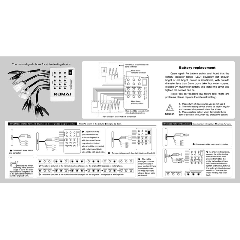 24V/36V/48V/60V/72V Electro Car E-Bike Scooter Brushless Motor Controller Tester for