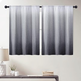 Visioun - Cortinas cortas de cocina pequeñas con textura degradada, color gris, clásico, color gris, con bolsillo para barra, cortinas de baño, tela de tratamiento, 2 paneles (27.5 x 39 pulgadas)