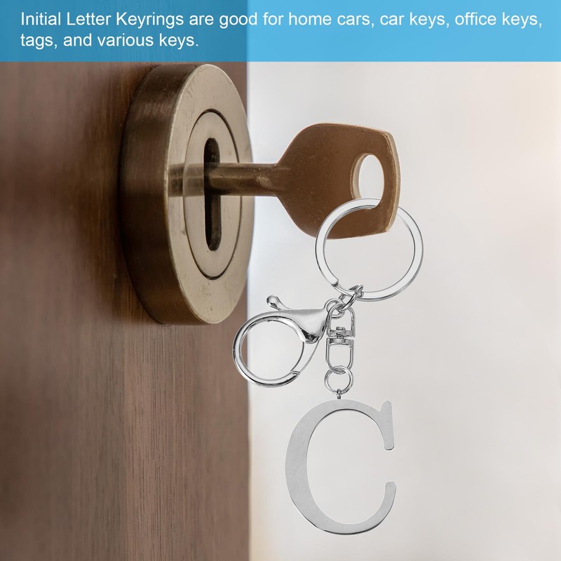 PATIKIL Initial Letter Key Chain, Letter A-Z Keychain Initials Keyring