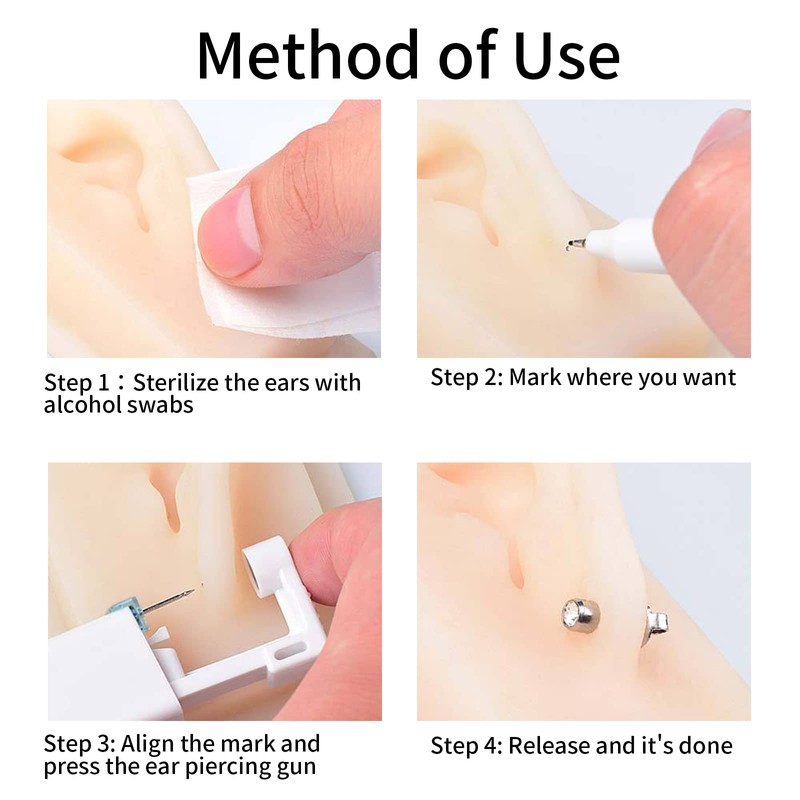 6 Pack Self Ear Piercing Gun, VEGCOO No Pain Disposable