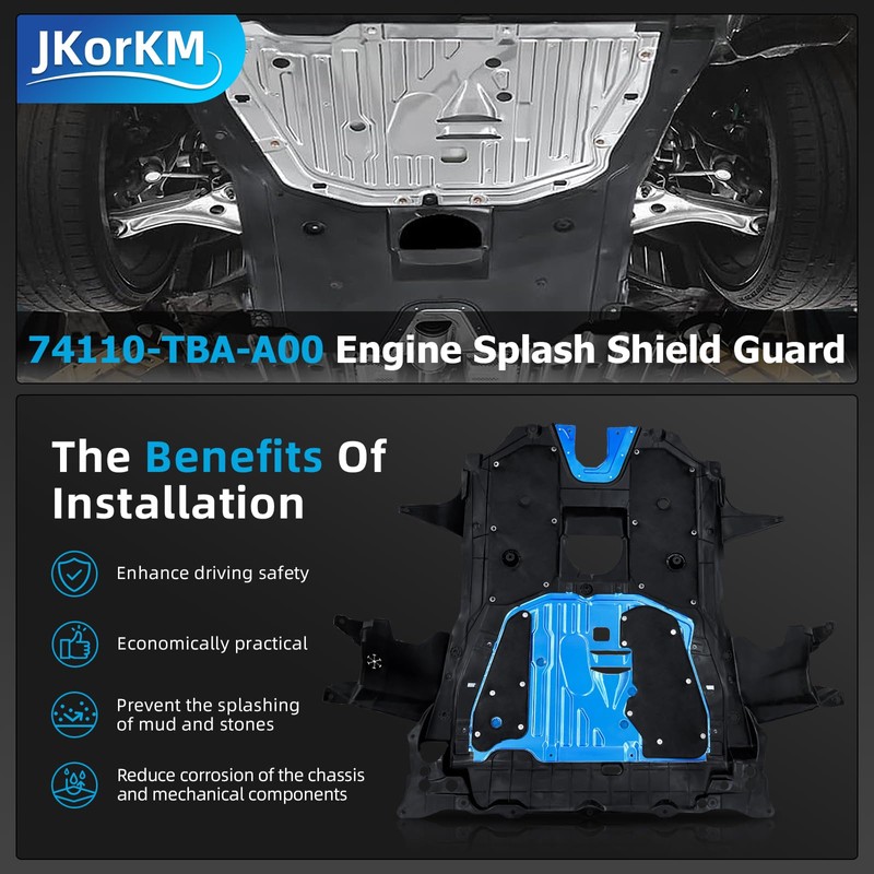 Jkorkm 74110-TBA-A00 Engine Splash Guard Under Car Shield Cover Compatible