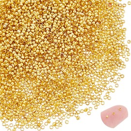 UNICRAFTALE 5000Pcs Round Crimp Beads 1.5mm Golden Spacer Beads 0.5mm Hole Tiny Brass Beads DIY Bracelet Crimp Beads Metal Beads for DIY Bracelet Necklace Jewelry Making