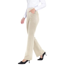ZTN Womens Bootcut Dress Pants Regular Fit Tummy Control Pants Pull On Career Pants for Work Business Casual Khaki M