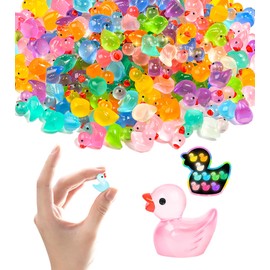 Mini Ducks Tiny Ducks, BIBUTY Luminous Mini Resin Ducks Glow in The Dark Little Small Ducks, Mini Figurines in Bulk Mini Plastic Ducks Dollhouse Accessories, Miniature Ducks Mini Toys Animals 120 Pack
