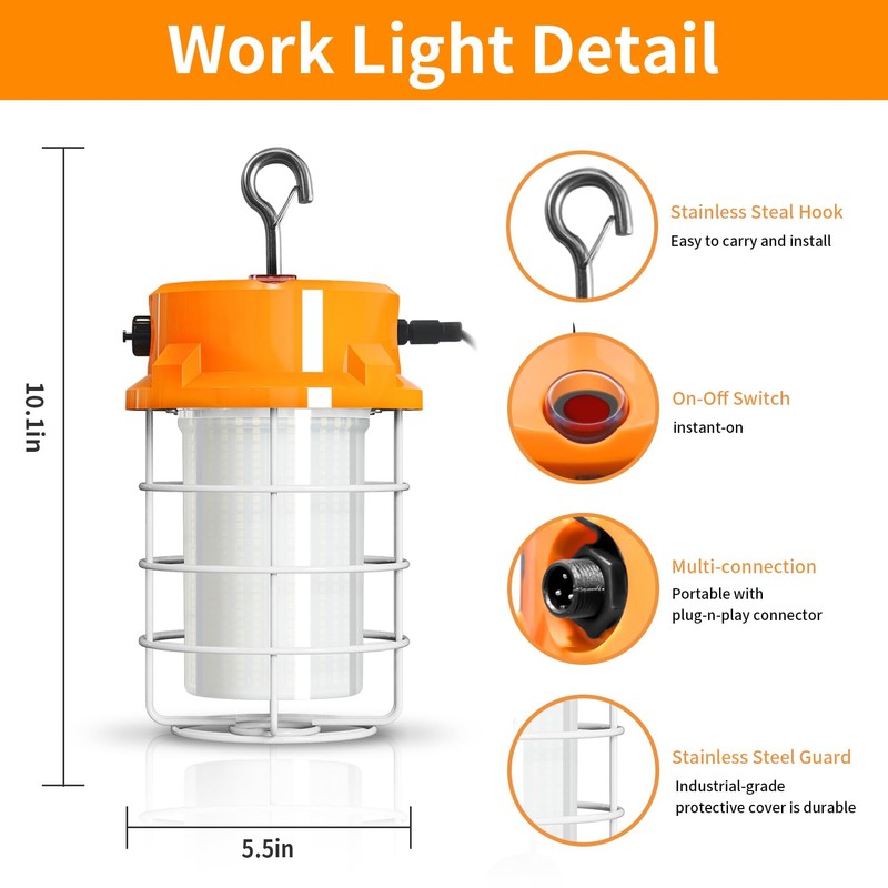 RIUVAO 80W LED Temporary Work Light 12000lm 5000K Daylight White