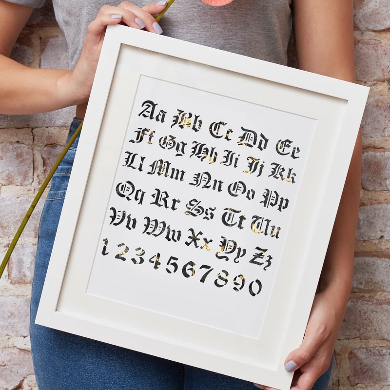 BENECREAT Matte Metal Letters Stencils, Gothic A to Z Alphabet