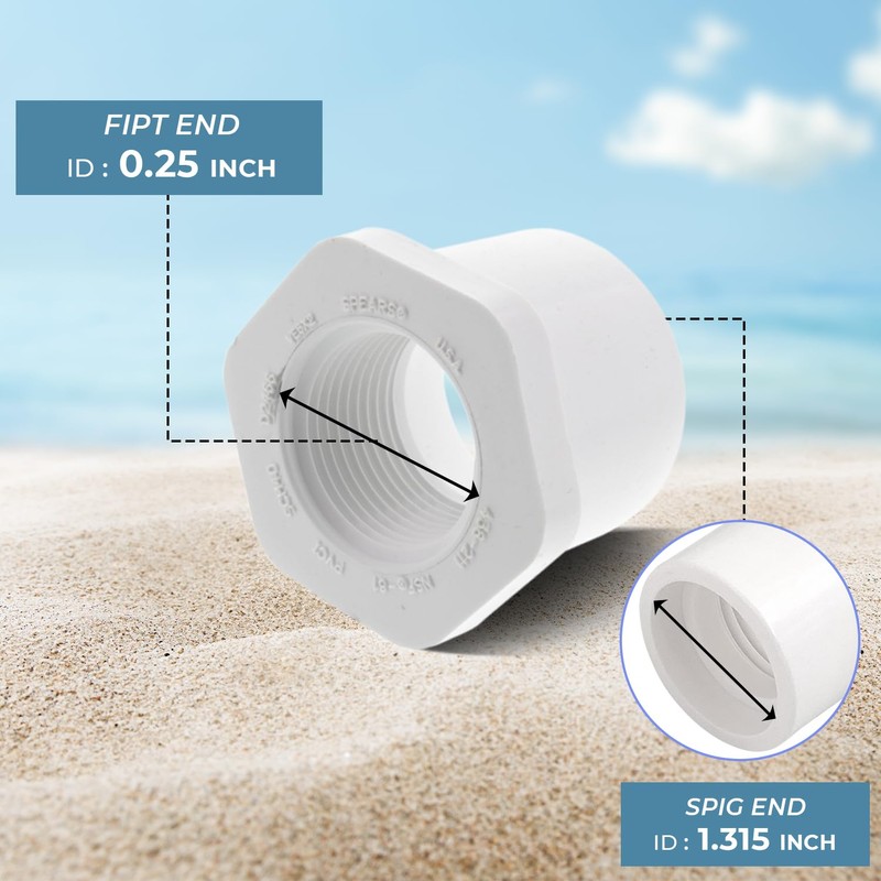 PVC Sch 40 Reducing Bushing Flush Style SPIG x FIPT