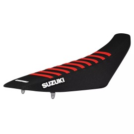 Enjoy MFG 2001-2017 SUZUKI RM 125/250 SEAT COVER Enjoy Mfg ALL BLACK / Red RIB LOGO #52