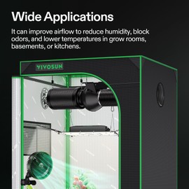 VIVOSUN D4 4 Inch 195 CFM Inline Duct Ventilation Fan, HVAC Vent Blower for Grow Tent, Attic, Basements or Kitchen, Hydroponics Exhaust Booster Fan