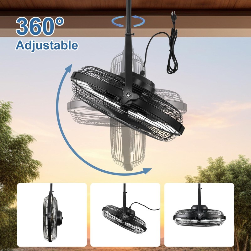 Gazebo Fans Outdoor Hanging Ceiling Fans with Lights,16" Portable Plug