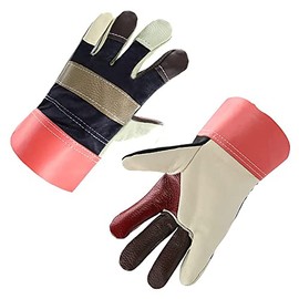 Heavy Duty Heat Resistant and Anti-skid Welding & BBQ Gloves, Tig Welder and Mig Mitts, 26.5cmx13.5cm, 1 Pair (Cowhide & Canvas)