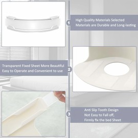 Bed Sheet Holder Removable Set of 4, Corner Sheet Strap Heavy Duty Lock Bedsheet Keeper, Non-Slip Bedsheet Grippers Keep in Place Bedding Accessories for All Mattress (White, S)