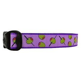 3 Dirty Dawgz Adjustable 1" Olive Green + Lavender Olive Dog Collars for Medium Large and X-Large Dogs (Medium 1" (14"-22" Neck))