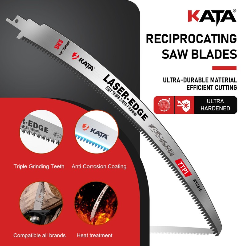 KATA Reciprocating Saw Blades for Pruning: 5-Pack 15 Inch Arc