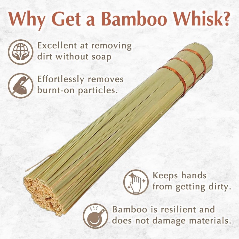 TIKUSAN Bamboo Wok Brush with Copper Coil for Pan Pot