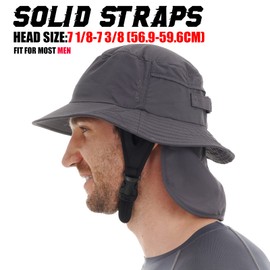 USHAKE Surf Hat Bucket Sun Hats for Surfing, Boating, Water-Sports Men and Women Dark Grey