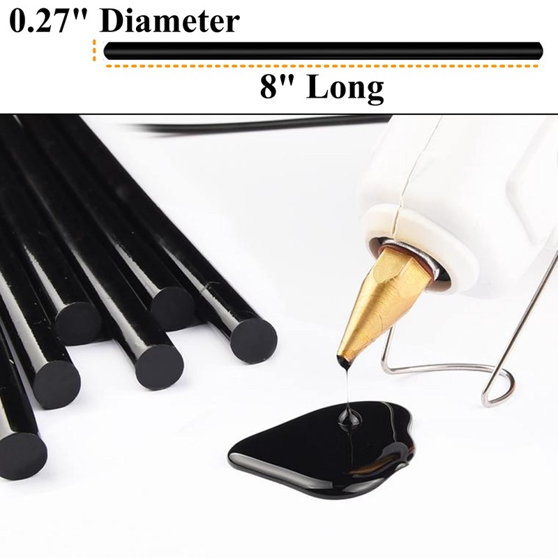Mini Black Hot Glue Gun Sticks 40 PCS 8" Long