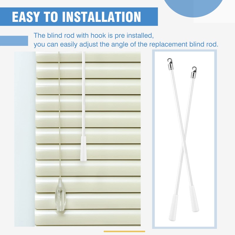 Bokon 2 Pieces White Fiberglass Blind Wand Vertical Blinds Stick