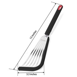 Nonstick Fish Spatula With Silicone Edge, FENGCHEN Nonstick Fish Spatula, Heat-Resistant Fish Turner Spatula,Silicone Fish Spatulas For Cooking, For Scrapping, Flipping, Frying, Turning Foods（Black）