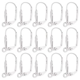 DICOSMETIC Pack of 60 Stainless Steel Earring Hooks Lever Over Ear Hooks French Ear Hooks Hypoallergenic Earring Hooks 19 x 11 mm Ear Hooks with Loop 1.5 mm for DIY Earrings Jewellery Making