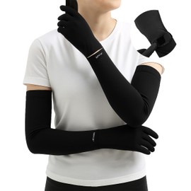 Wetimes Women's Arm Cover, Cooling Feeling to -5°C, UV Protection, UPF 50+, Sweat Absorbent, Quick Drying, Wrist Watch Compatible Slits, Smartphone Compatible, Anti-Slip, Adjustable Size, Sun