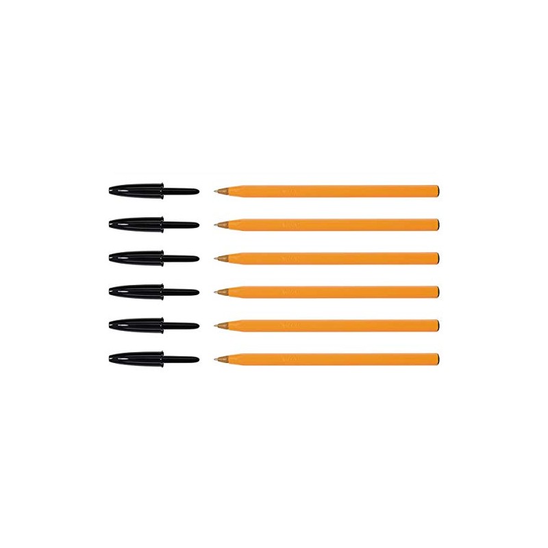 BIC 6 x Black Hexagonal Fine Point Ballpoint Pens